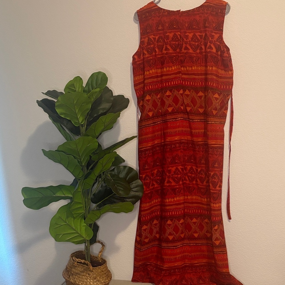 Kamali & Co. Red tribal Patterned sleeveless tie back Dress 1X - Picture 6 of 6